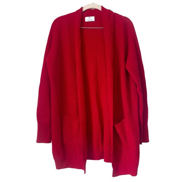 ALLUDE 100% Cashmere Ribbed Open Front Cardigans in Red Size XS - Picture 2 of 11